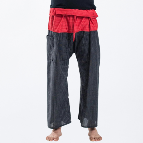 LovelyThaiMart 2 Tone Thai Fisherman Pants Yoga Trousers Free Size